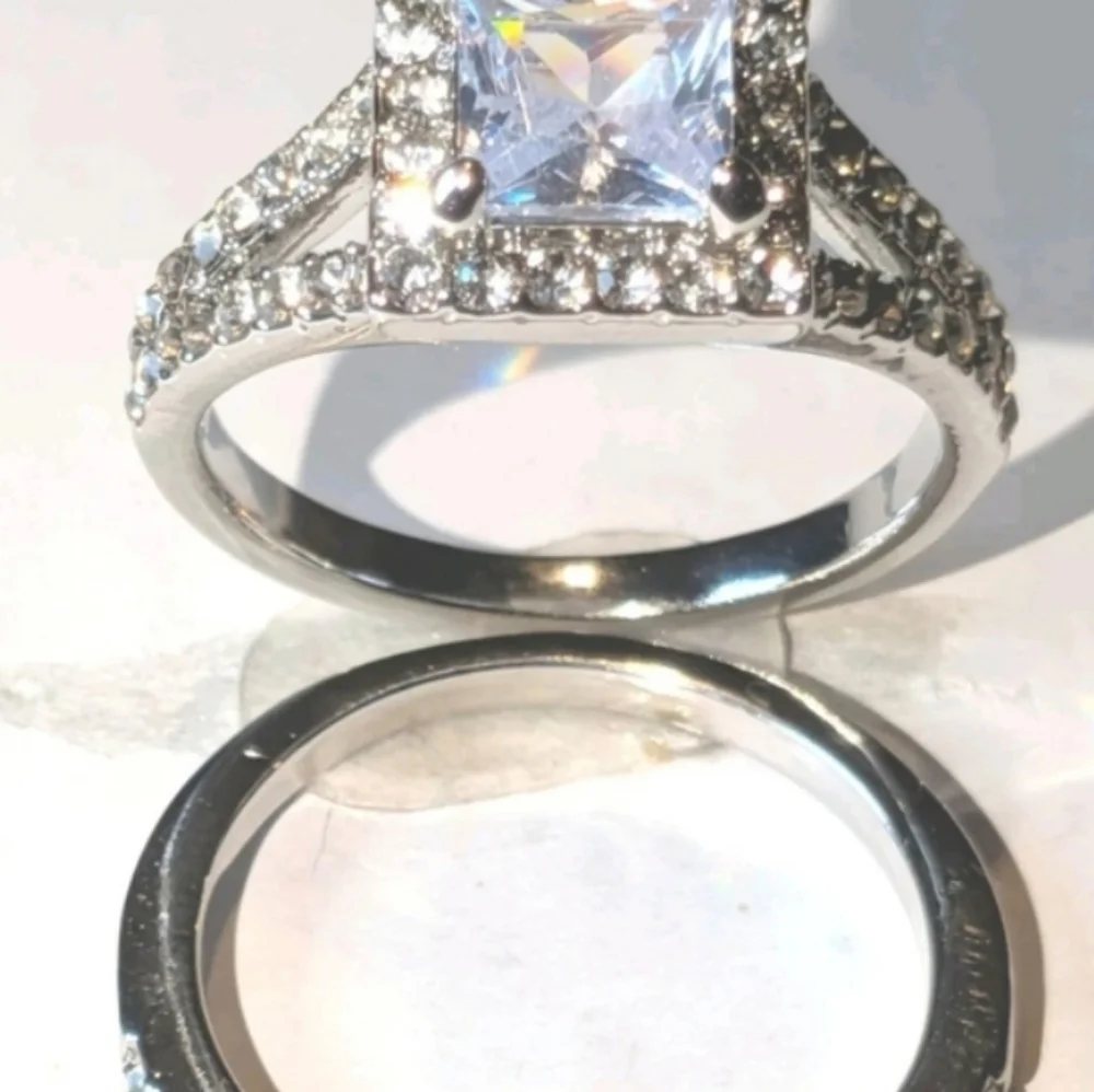 Womens 4 Ct Intricate Detailed Lab Created Diamond Engagement Ring Set Sz7